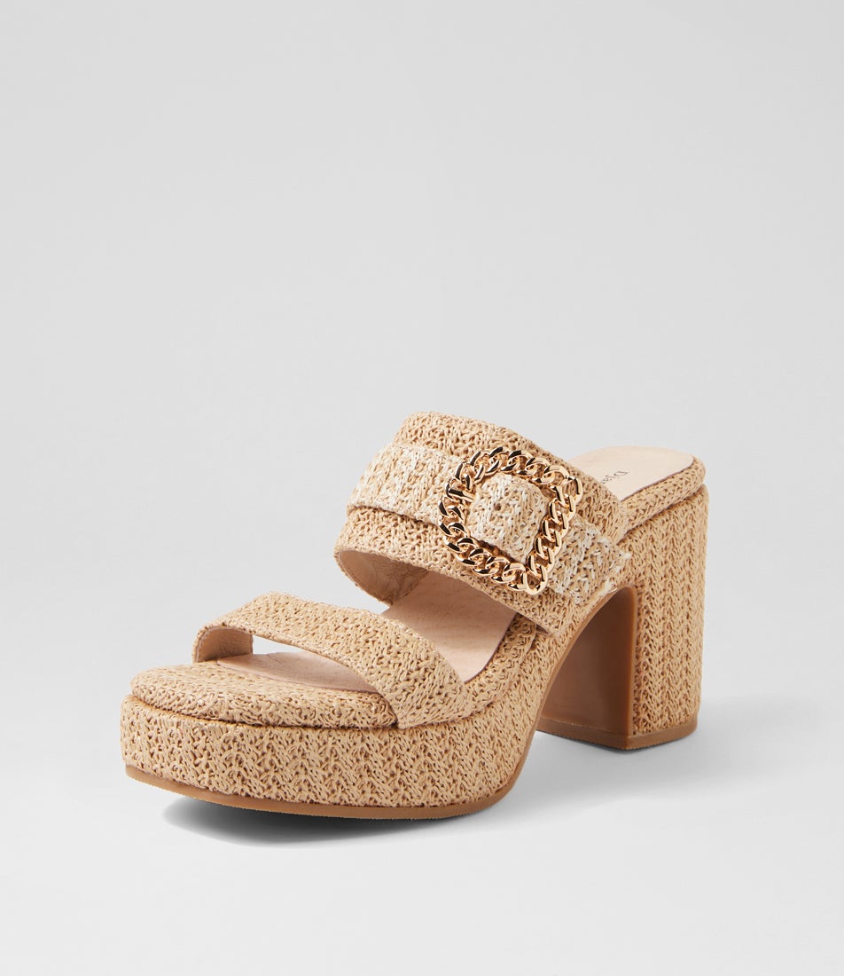 Klaire Natural White Fabric Sandals