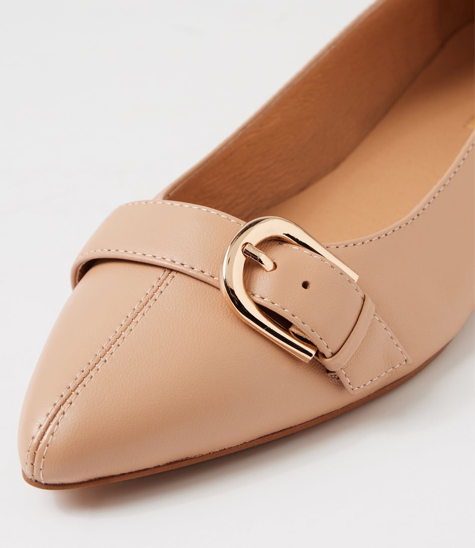 Darcee Dark Nude Natural Leather Flat Shoes