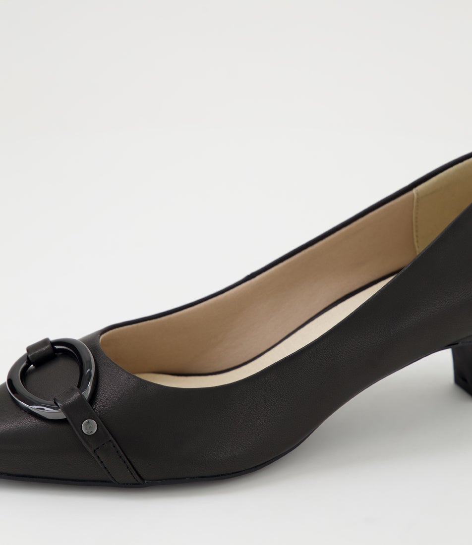 Laynes Black Leather Heels
