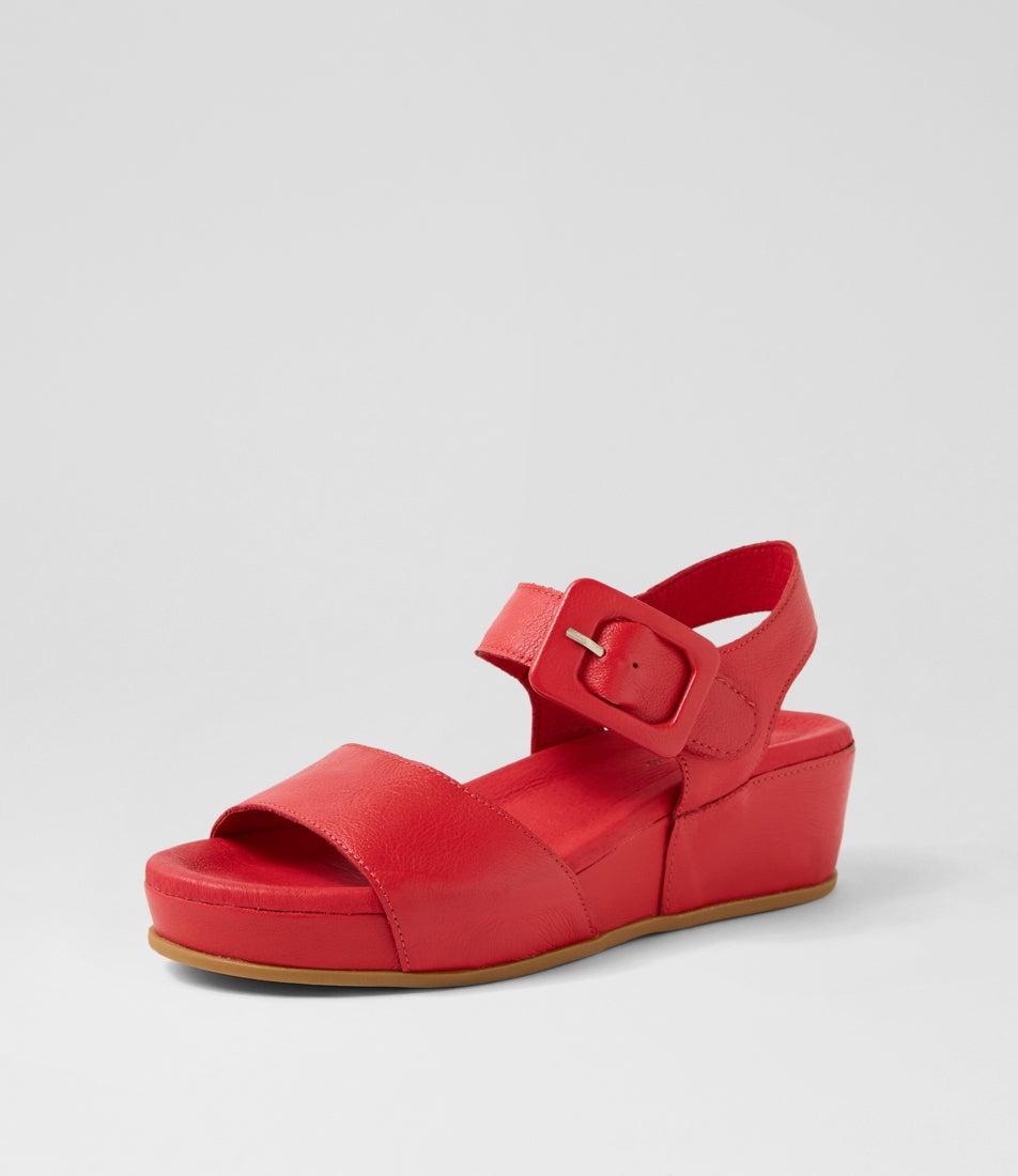 Fedila Red Leather Sandals