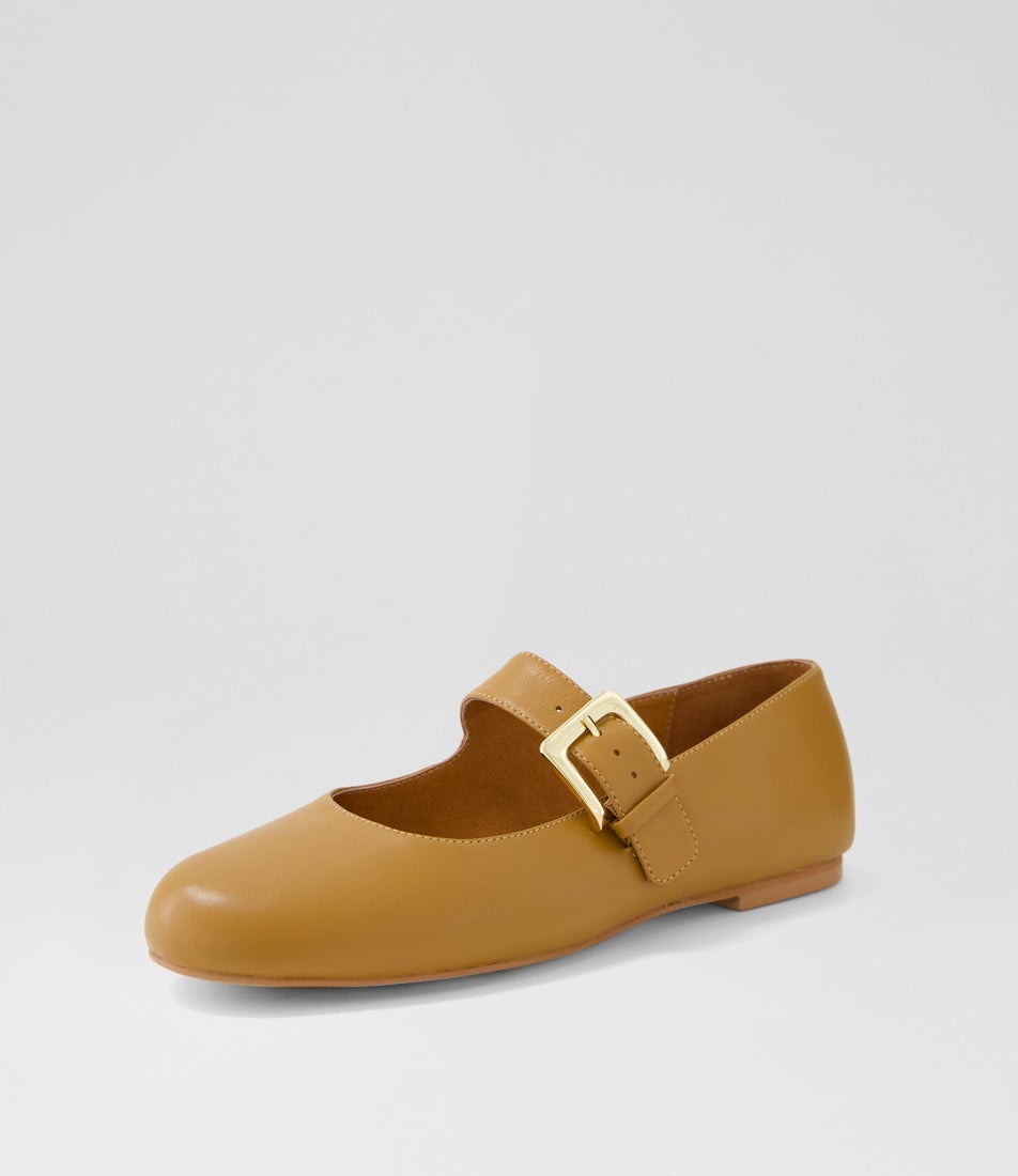 Ranilla Dark Tan Leather Flat Shoes