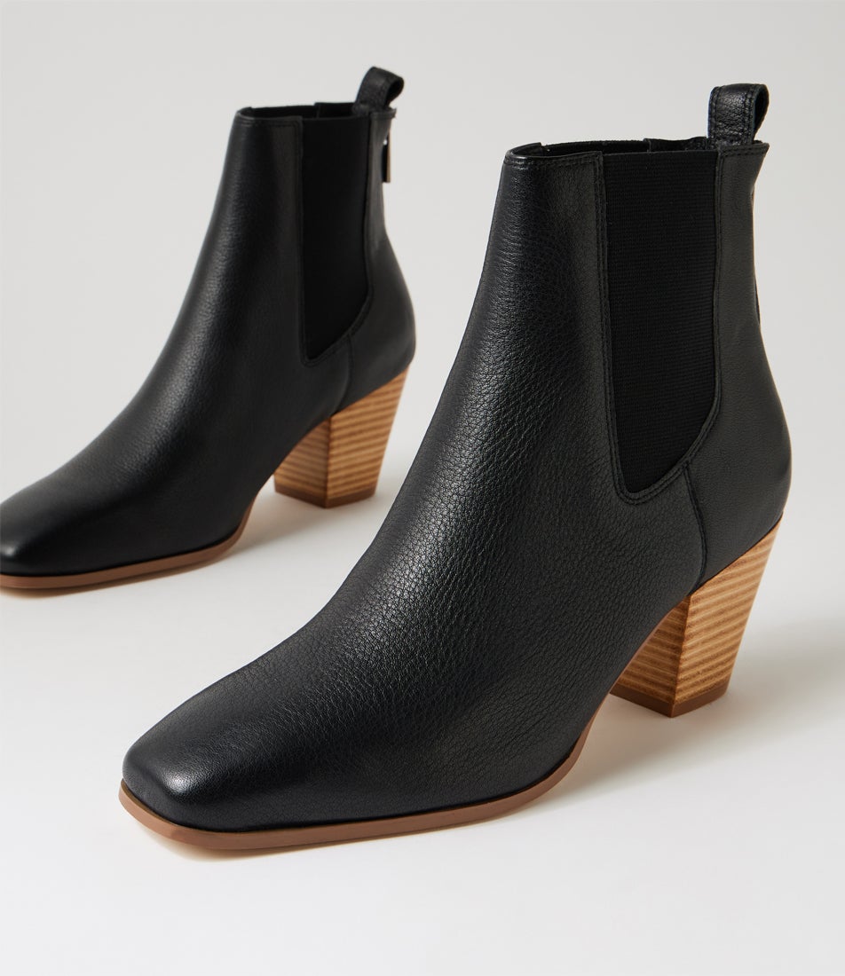 Rolmy Black Natural Leather Ankle Boots