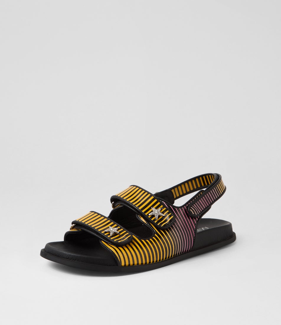Titan Yellow Pink Stripe Leather Sandals