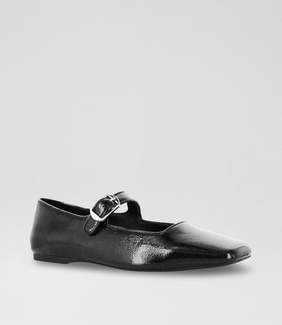 Binky Ii Ebony Patent Leather Flat Shoes