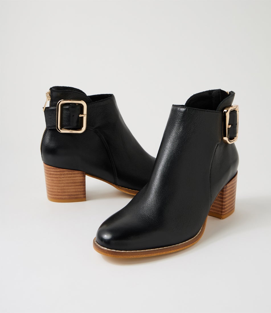 Madelles Black Natural Leather Ankle Boots Madelles Black Natural Leather Ankle Boots