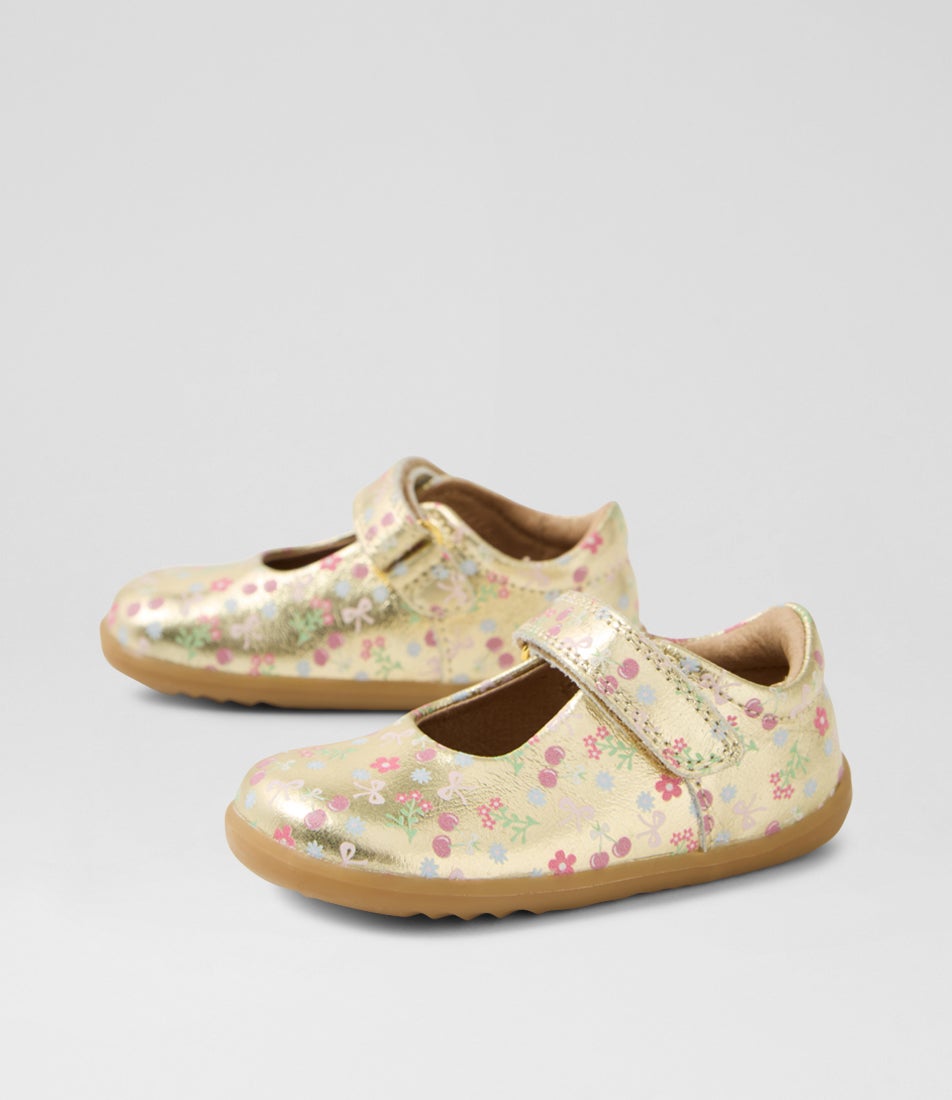 Su Mina Infant Gold Multi Leather Flat Shoes