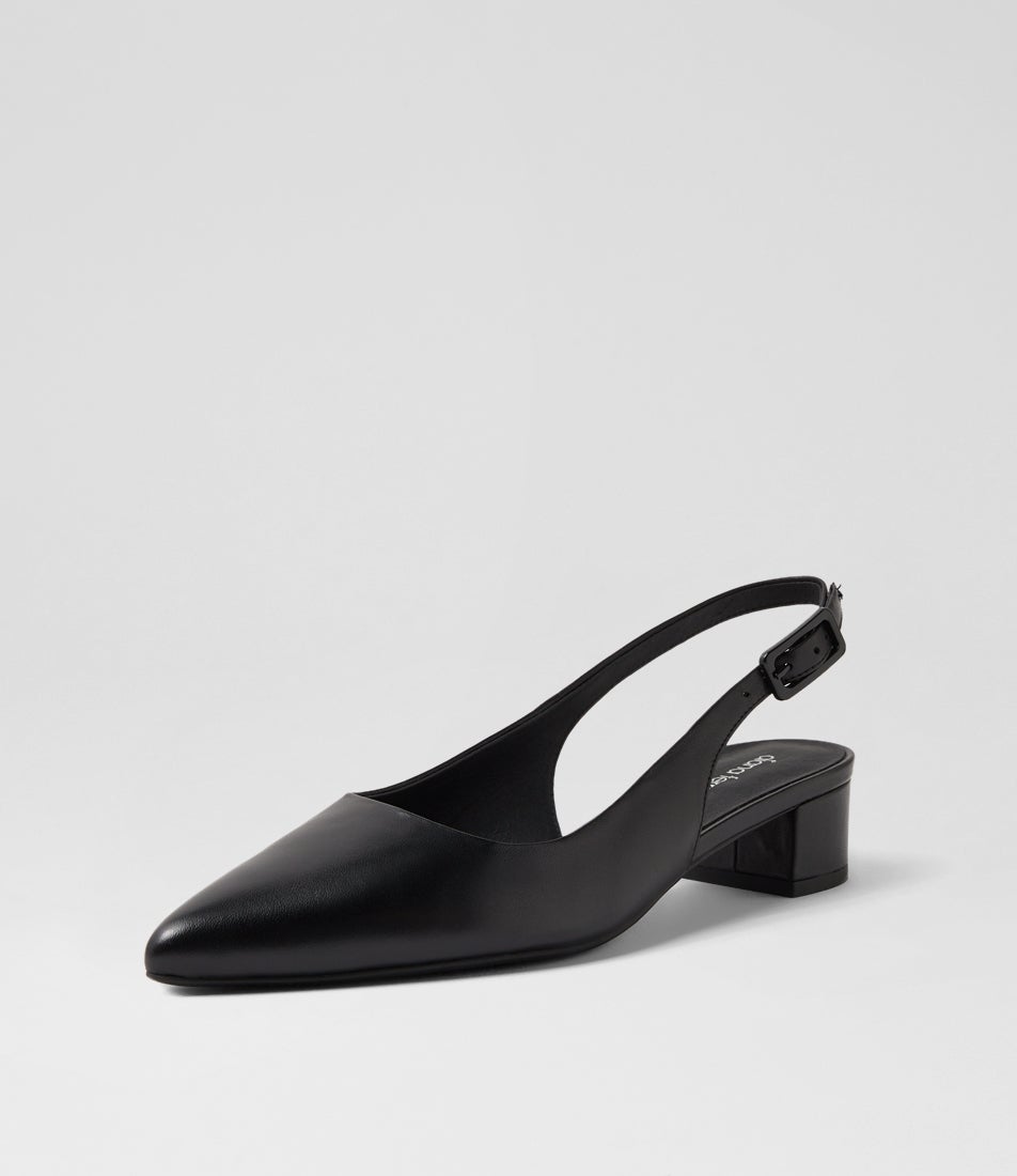 Claytin Black Leather Heels