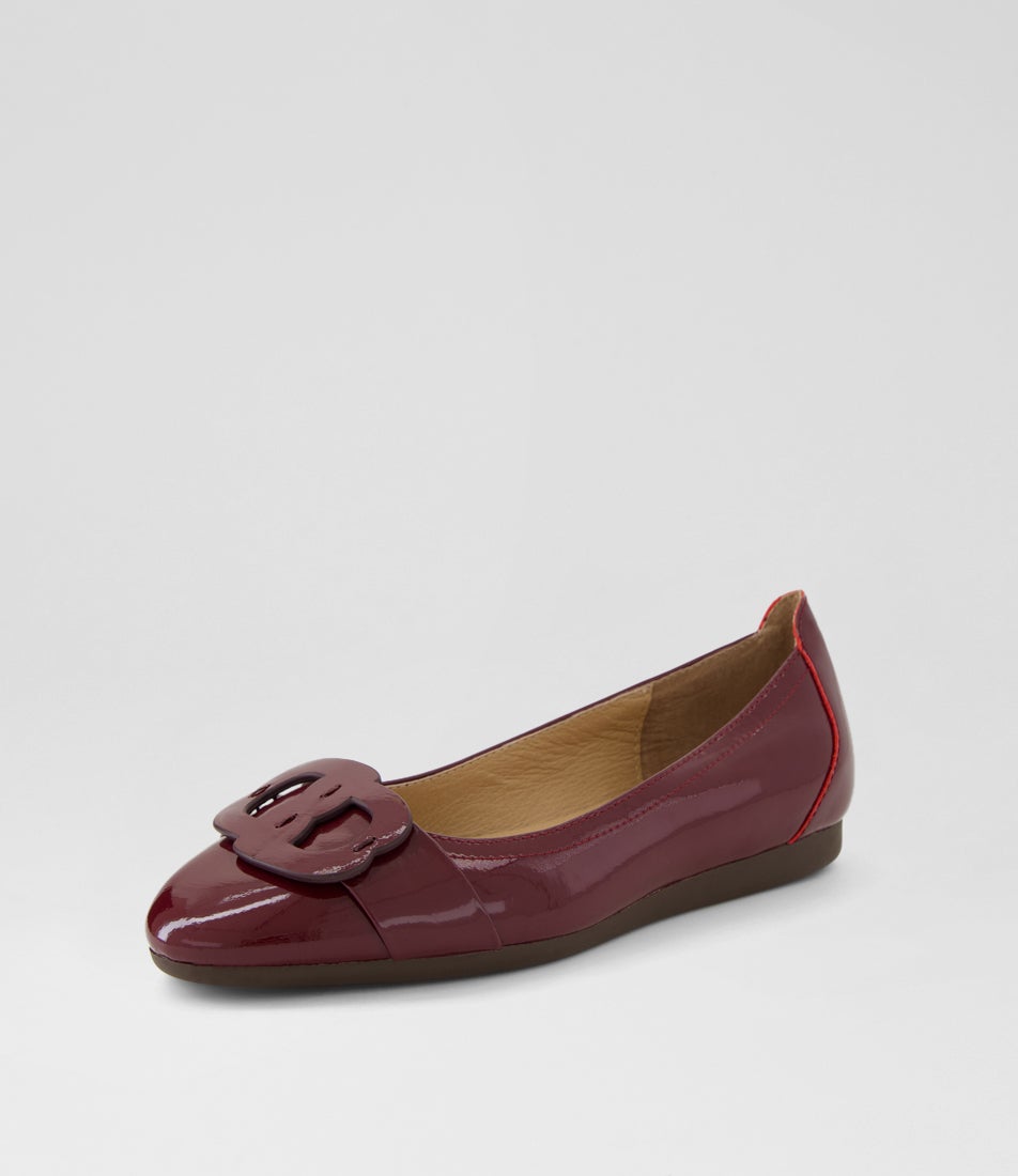Blairs Wine Crinkle Patent Leather Flat Shoes