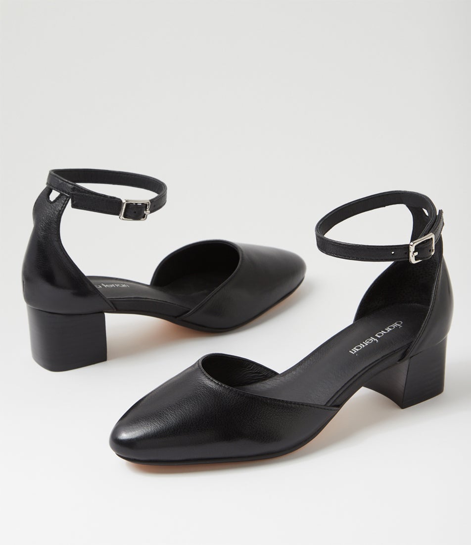 Omarla Black Leather Heels