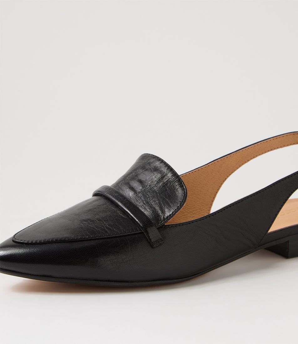 Dainer Black Leather Flat Shoes
