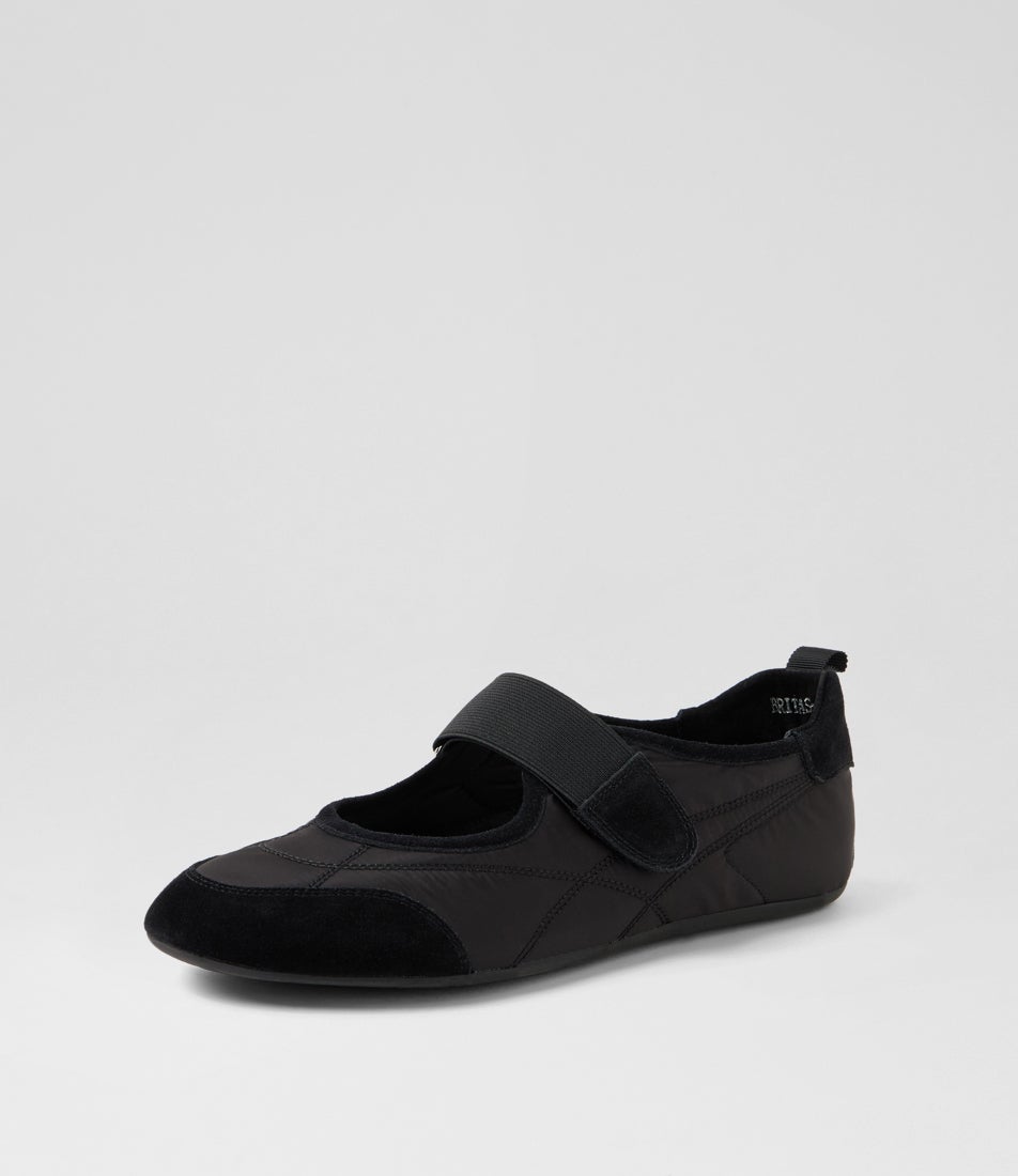 Britas Black Suede Fabric Flat Shoes