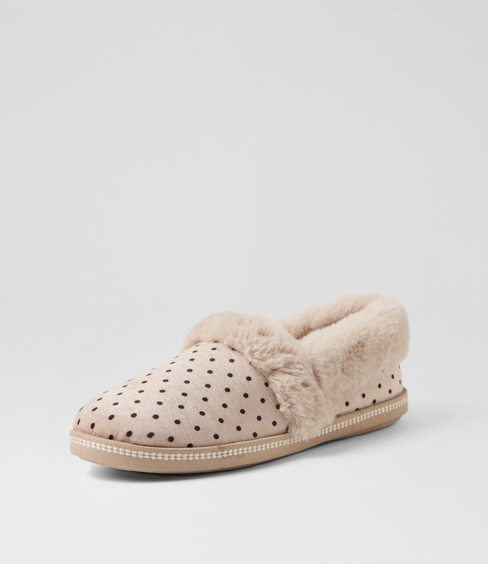 Slipon Beige Spot Velvet Slippers