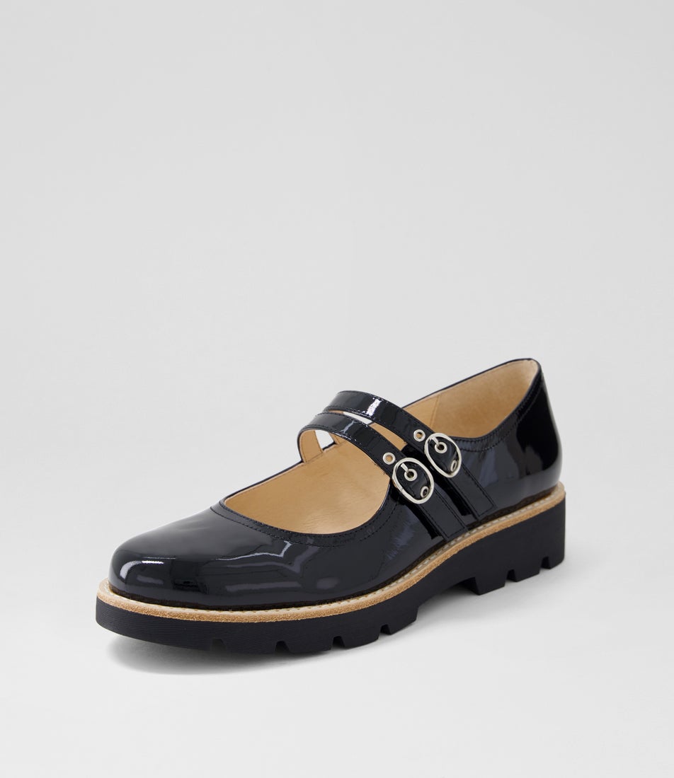Dabbie Black Patent Leather Flat Shoes