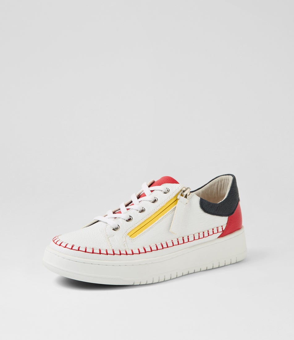 Hangel Xw White Red Multi Leather Sneakers