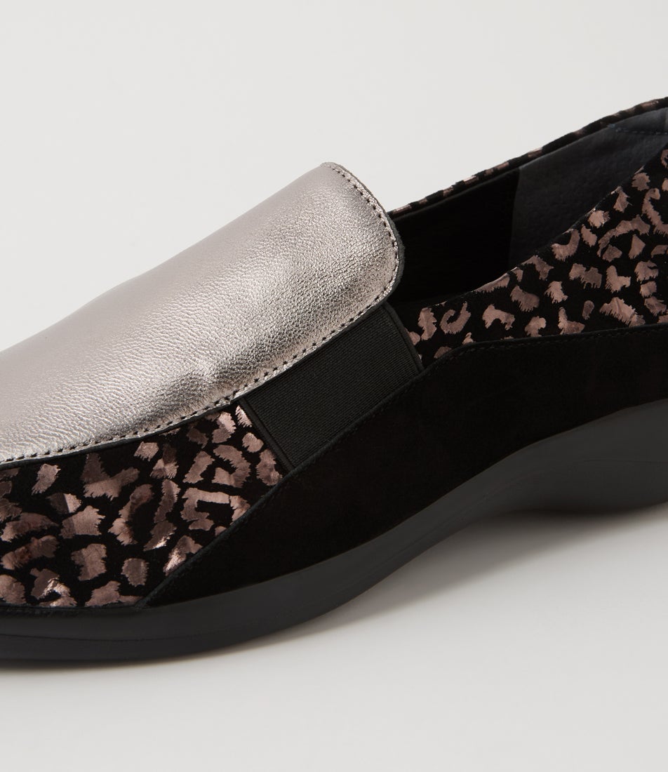 Jokea Xf Pewter Rose Metallic Leopard Multi Flat Shoes
