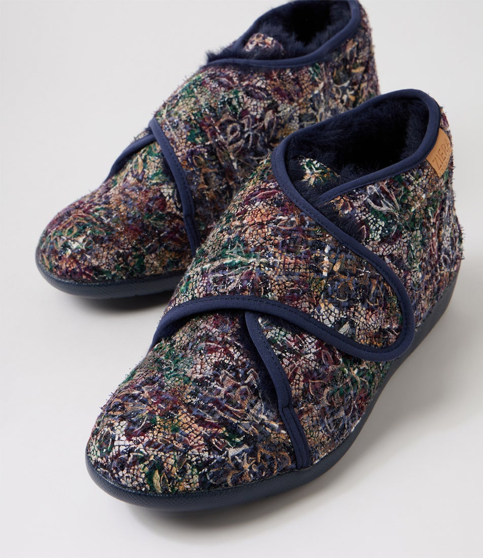 Foffie Xw Navy Multi Fabric Slippers