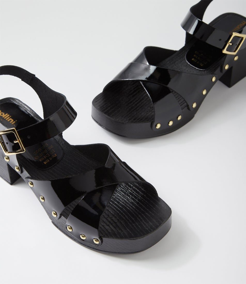 Deloise Black Patent Leather Sandals
