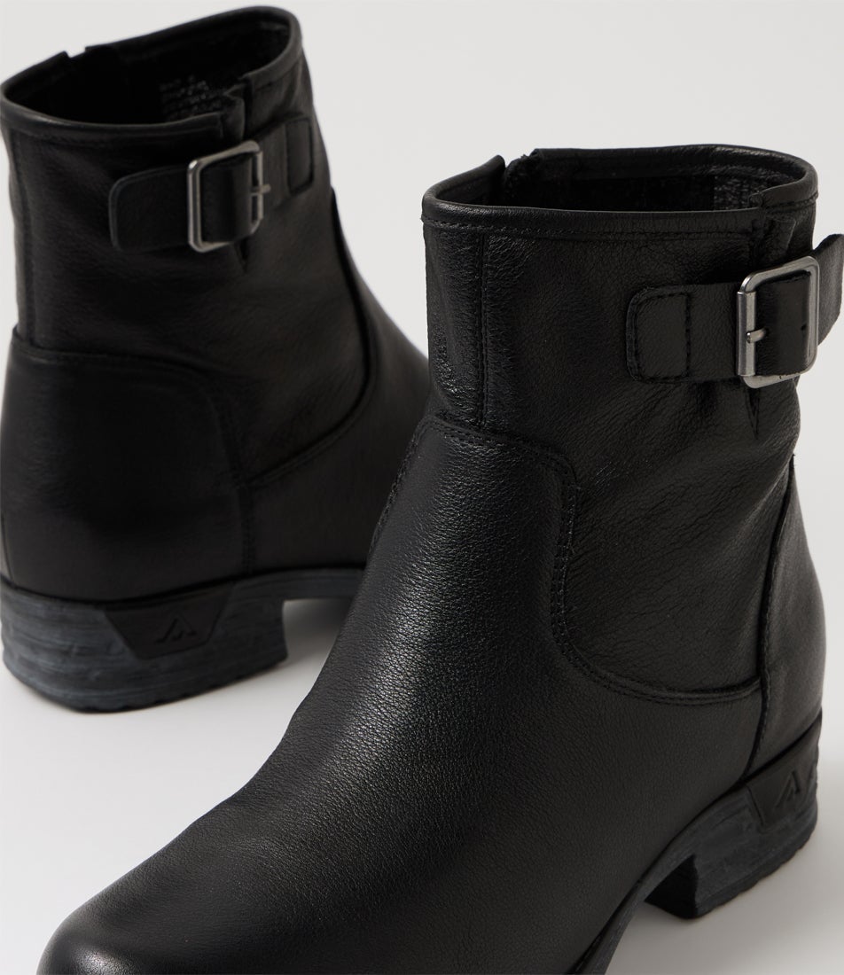 Inka Black Leather Ankle Boots