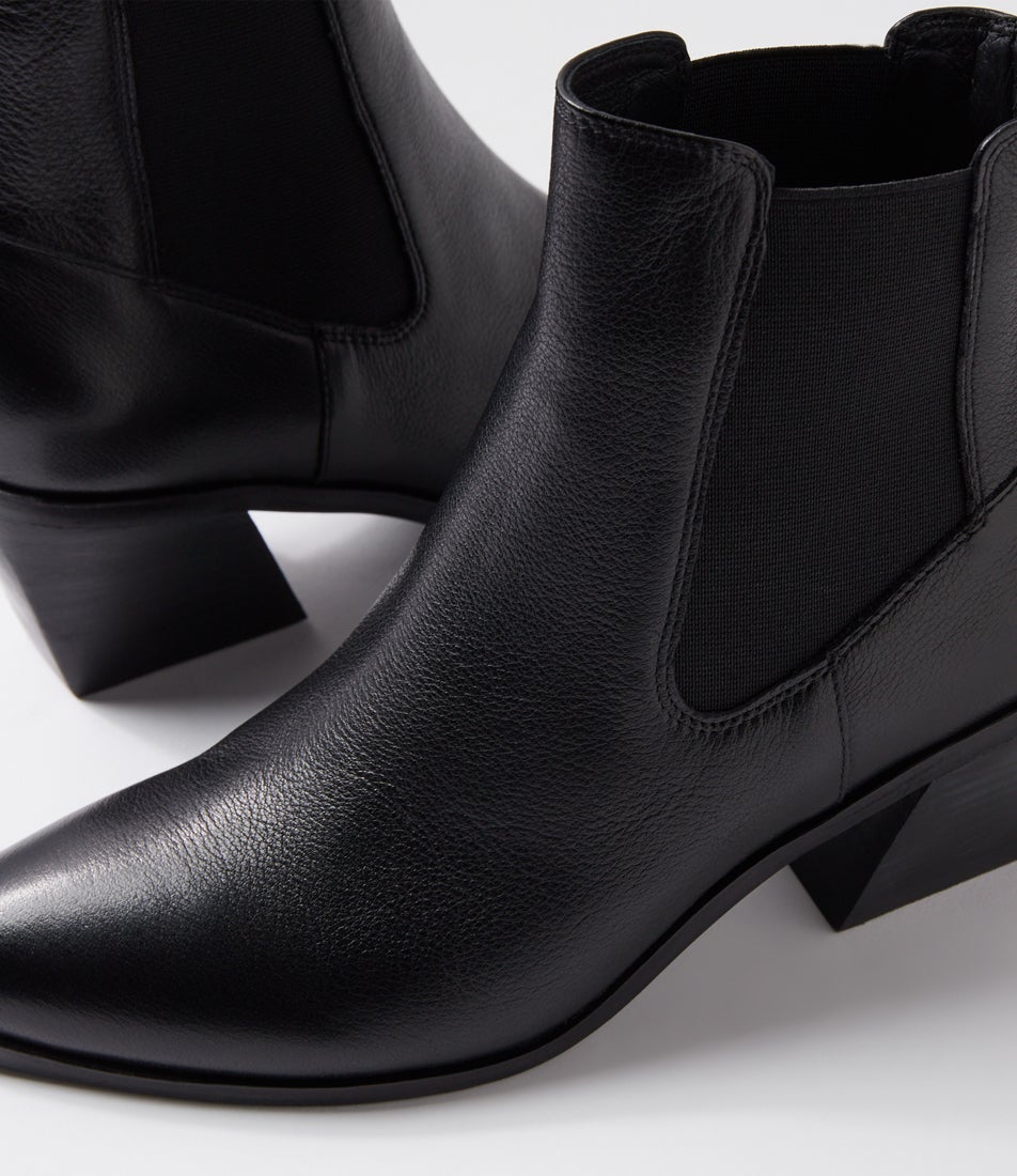 Jennier Black Leather Chelsea Boots