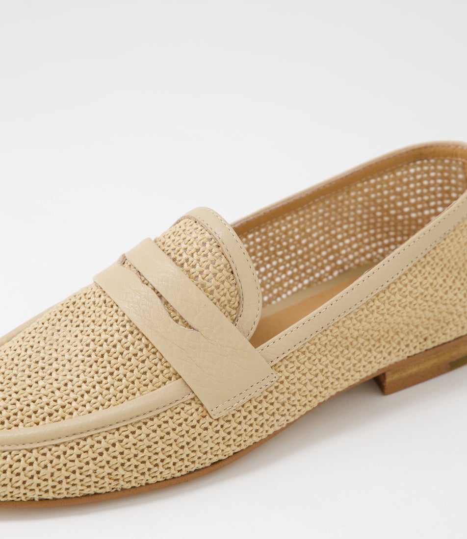 Iras Natural Synthetic Raffia Leather Loafers