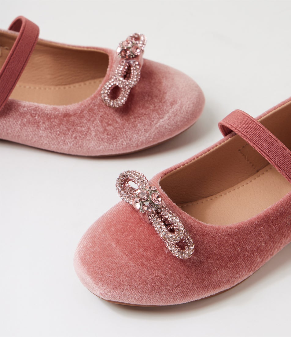Dulcie Ballet Junior Dusty Pink Velvet Flat Shoes