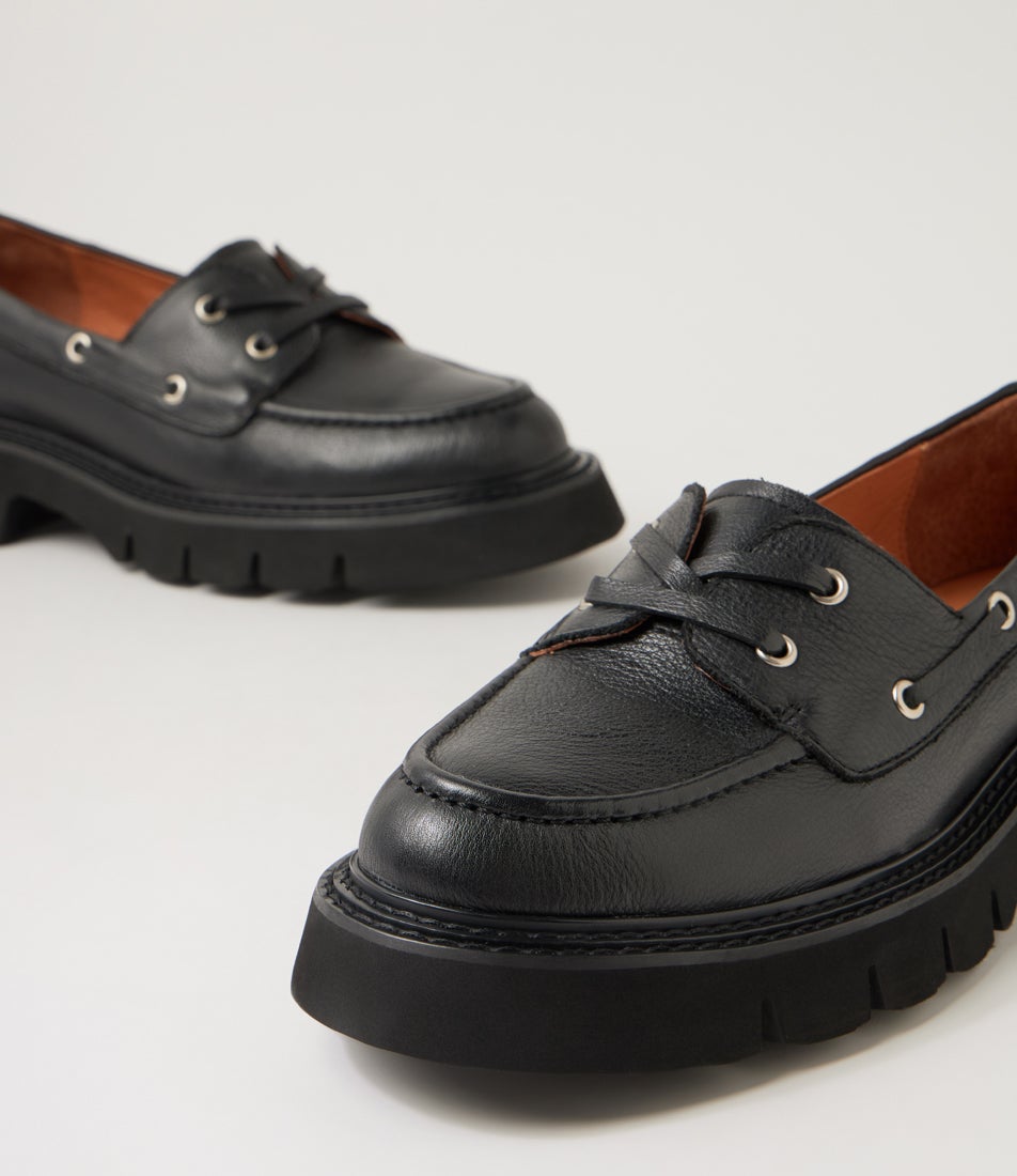 Kutee Black Leather Loafers