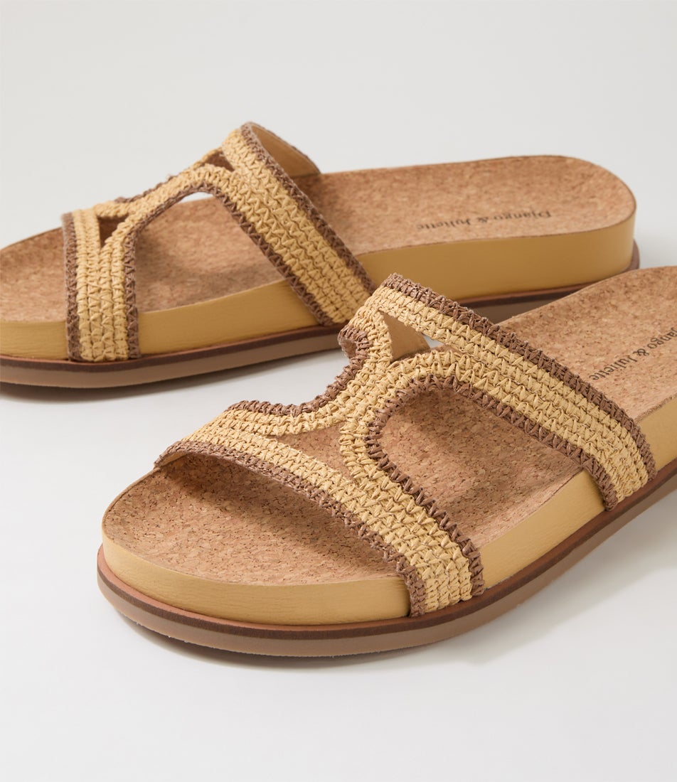 Quinci Natural Coffee Fabric Slides