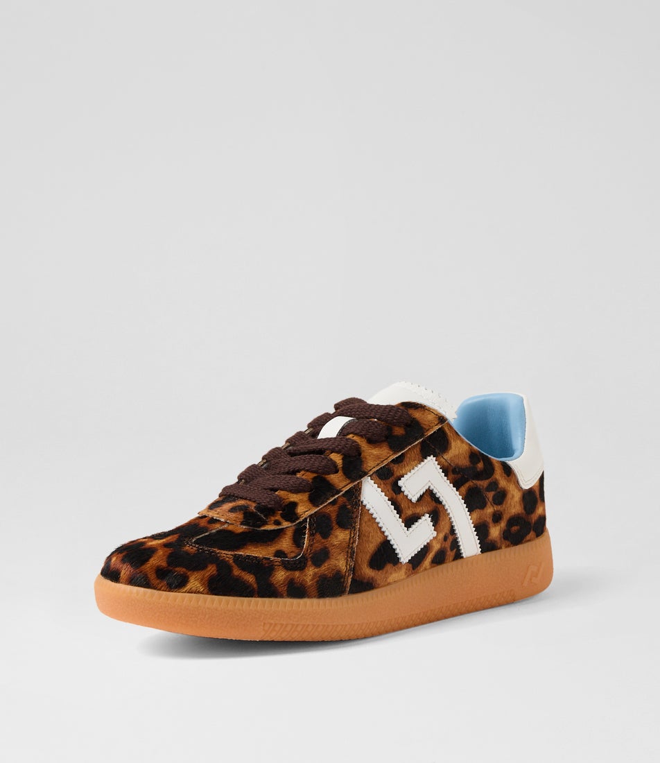 Pace Dark Camel Leopard White Pony Leather Sneakers
