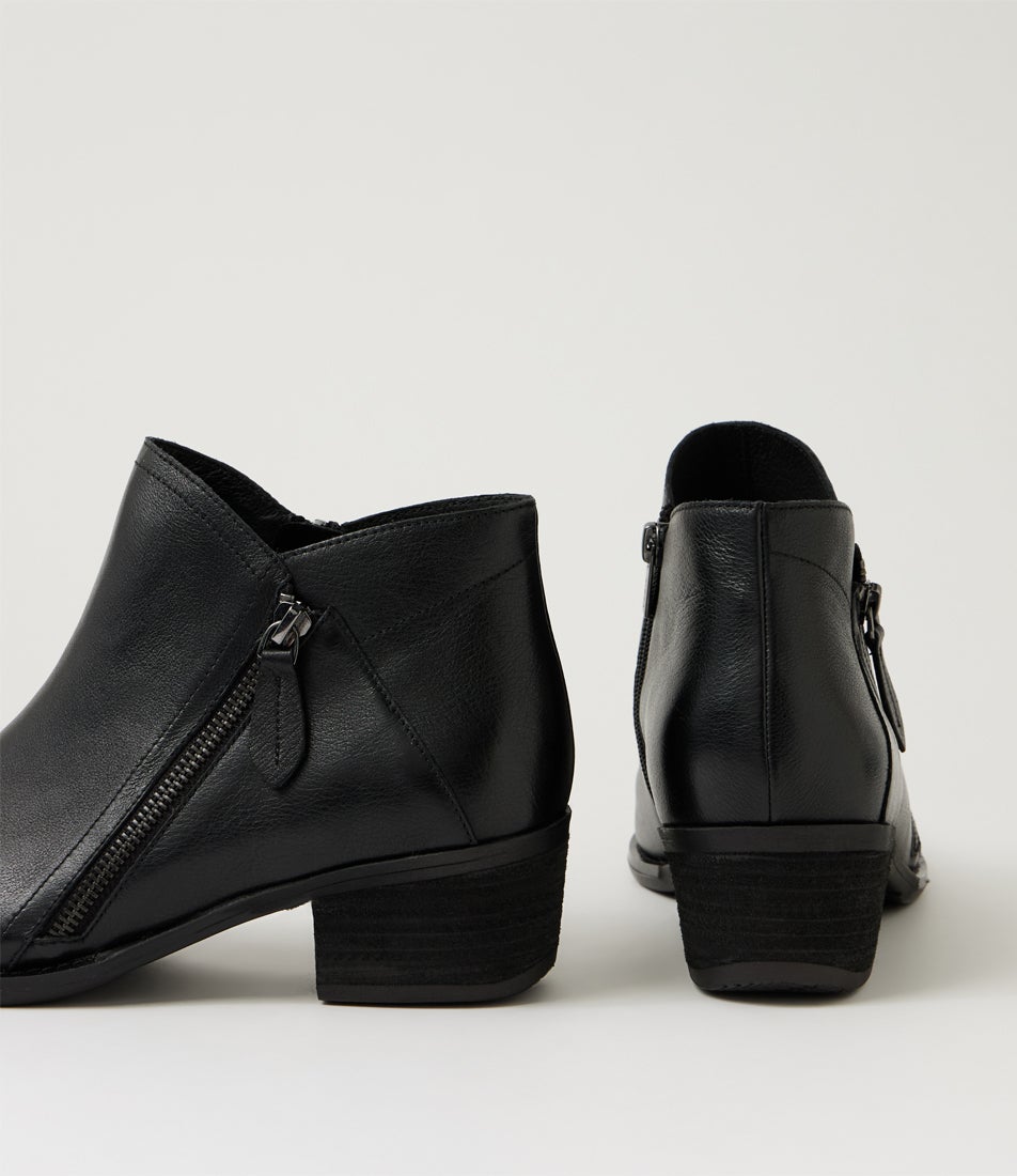 Eisa Xf Black Leather Ankle Boots