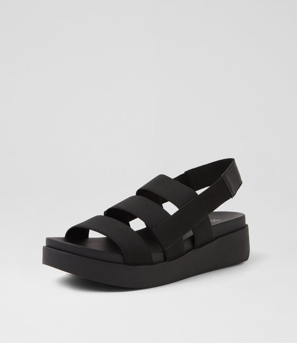 Darion Black Fabric Sandals