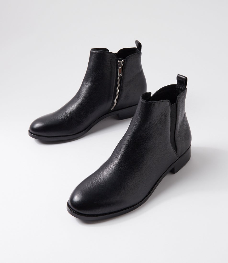 Nakta Black Leather Ankle Boots
