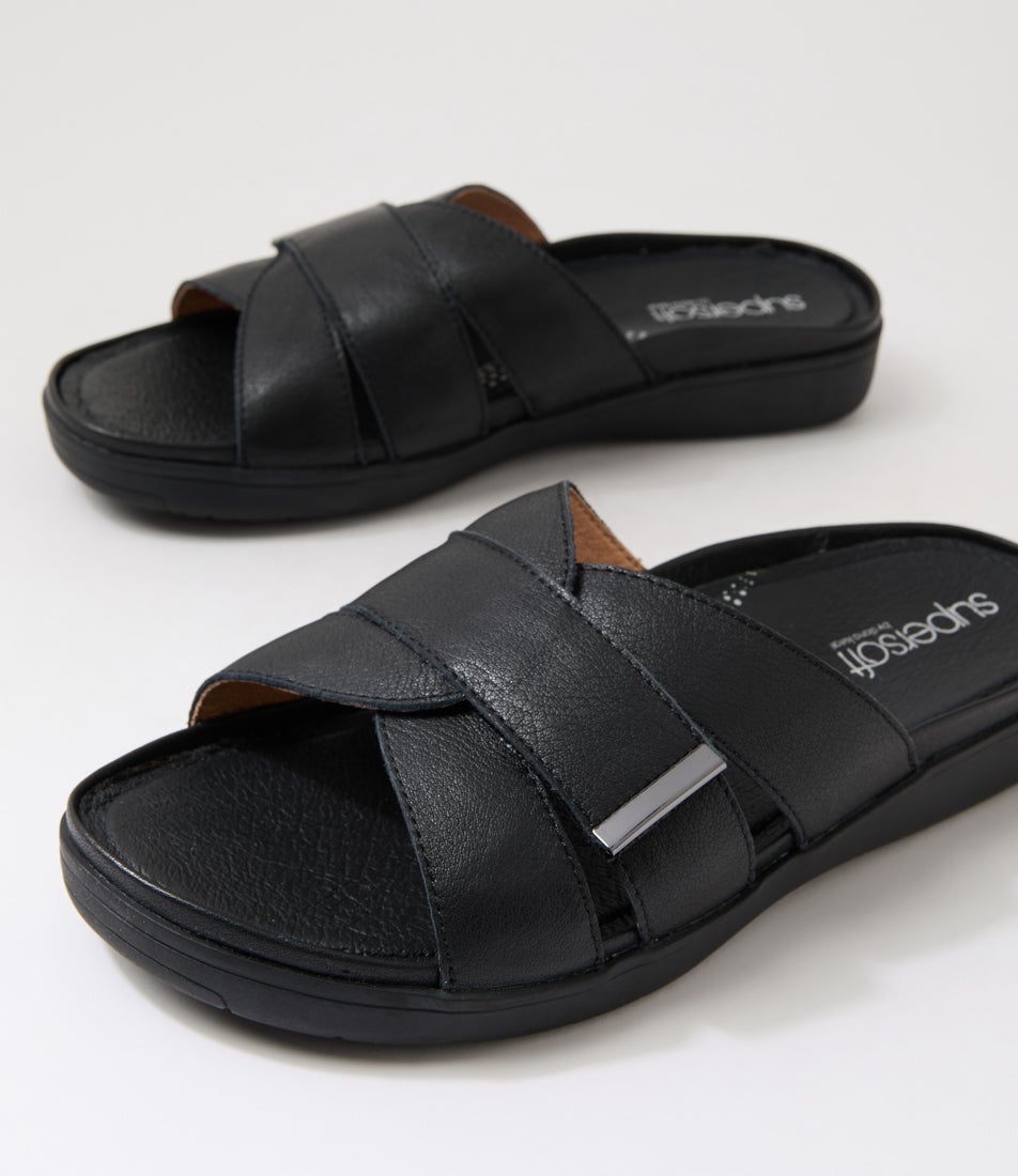 Kimmies Black Leather Sandals