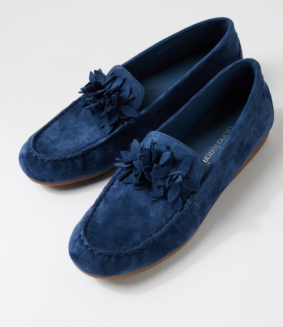 Errin Navy Suede Flat Shoes