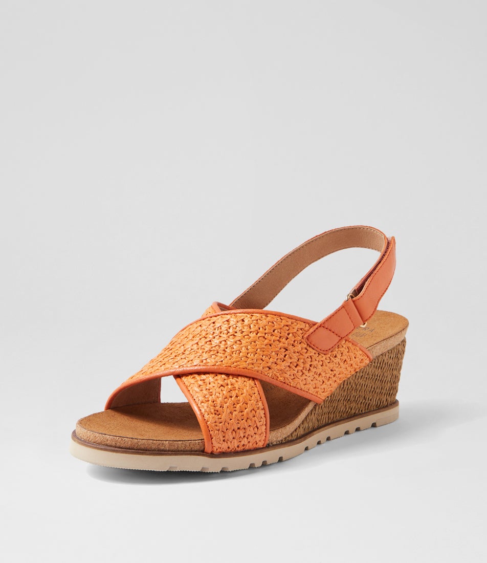 Klopps W Orange Synthetic Raffia Sandals