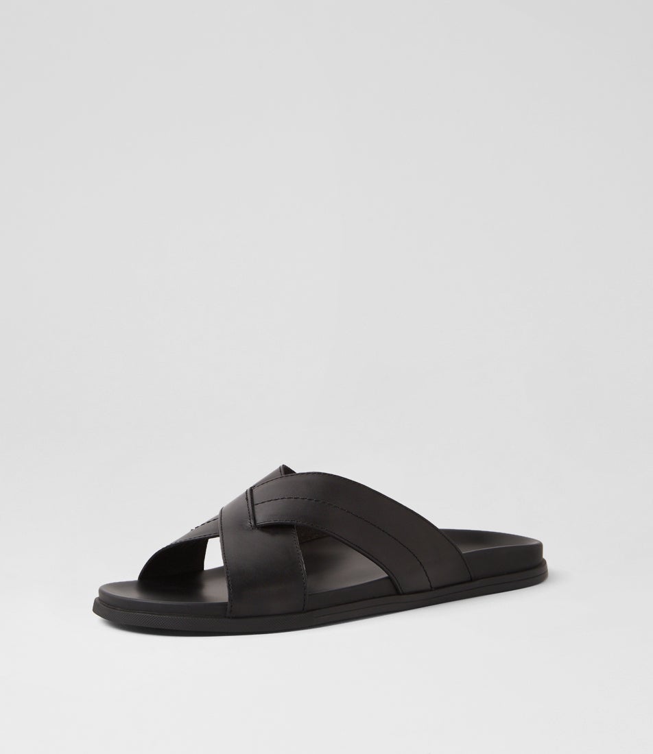 Sleigh Black Leather Slides