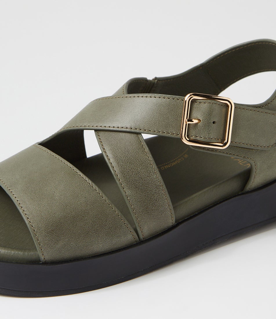 Glynice W Olive Leather Sandals
