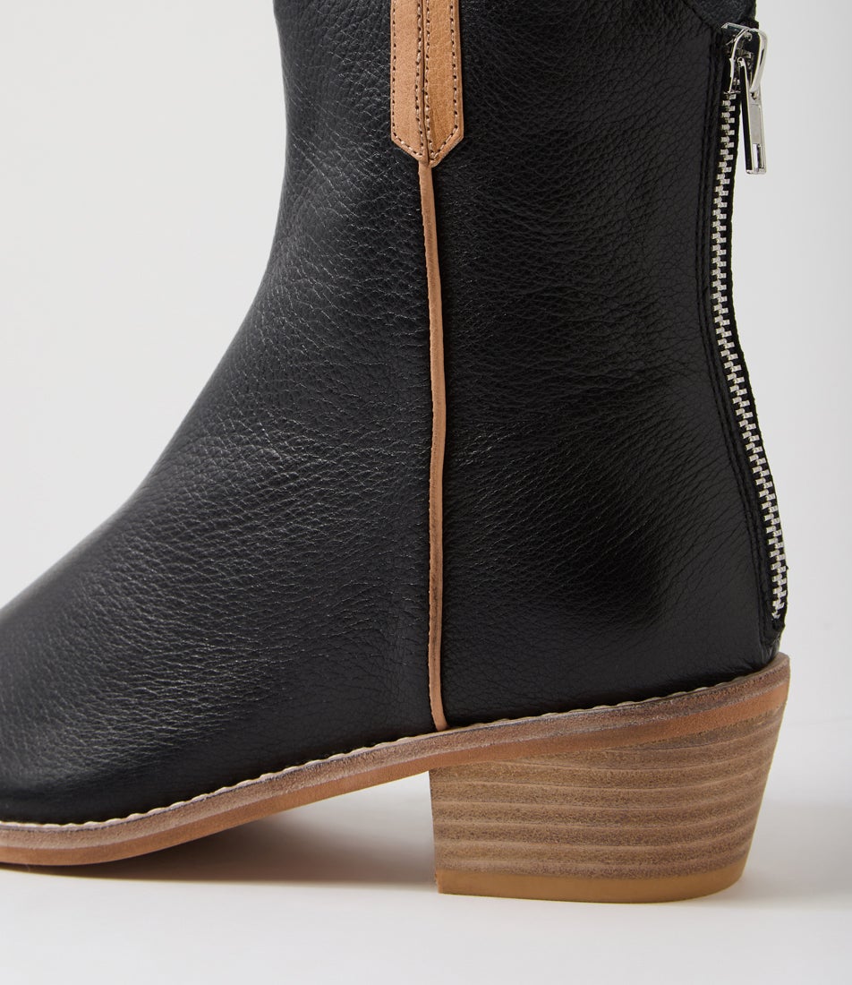 Danilo Black Tan Leather Ankle Boots