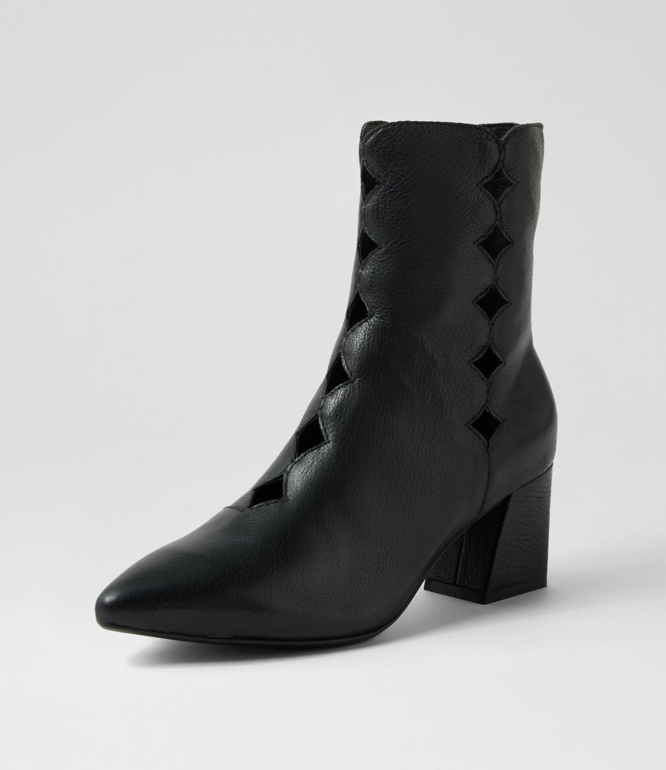 Mamuns Black Leather Ankle Boots