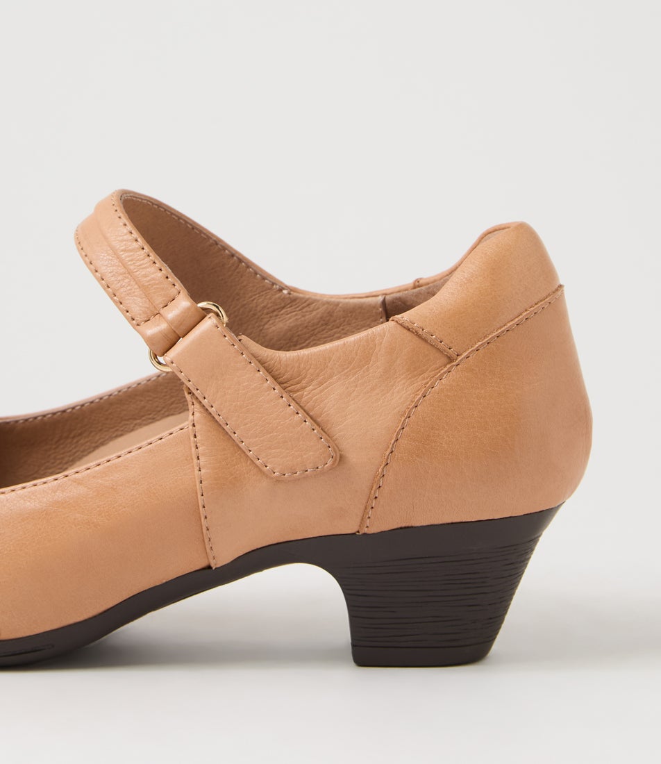 Larsin Dark Tan Leather Heels