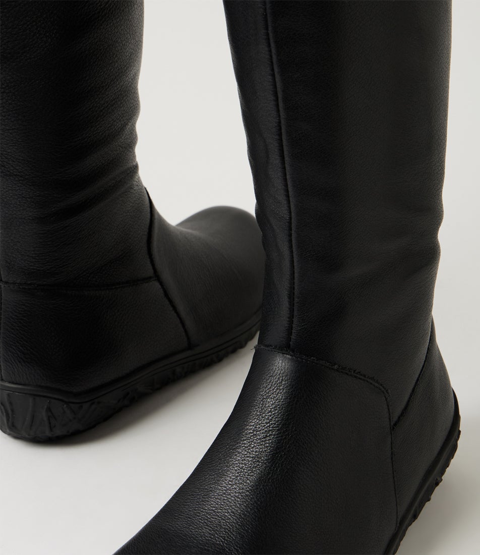 Veja Black Leather Knee High Boots