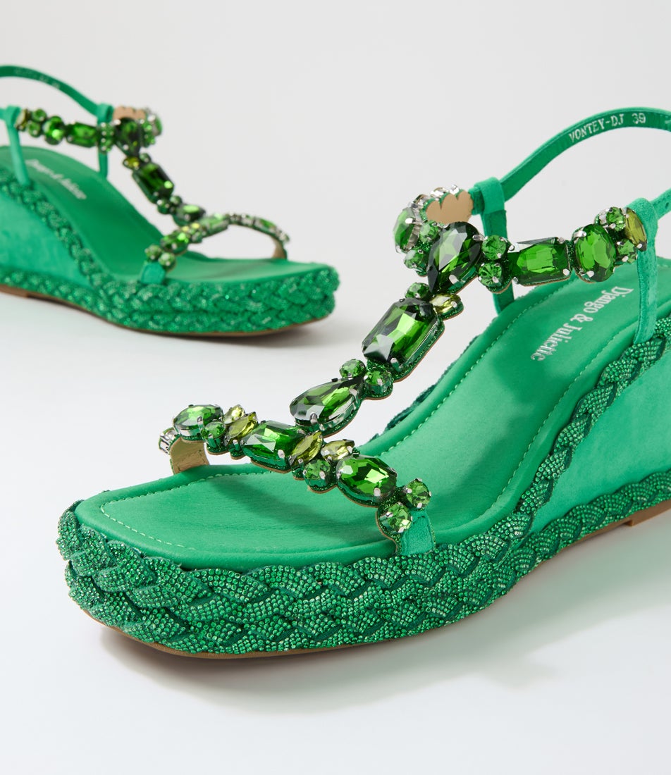 Vontey Light Lime Suede Sandals