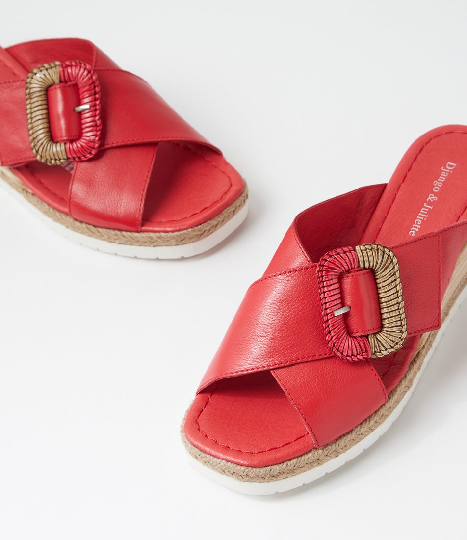 Iveta Red Leather Sandals