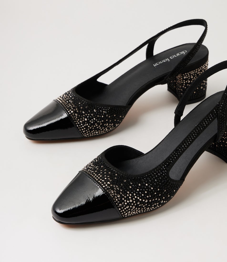 Luxury Black Silver Patent Jewels Heels Luxury Black Silver Patent Jewels Heels