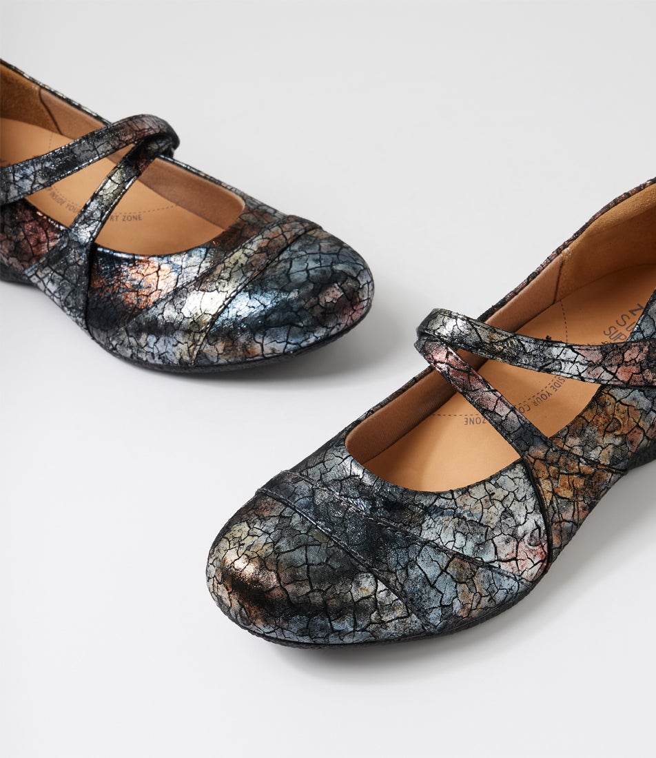 Xray W Copper Desert Print Leather Flat Shoes