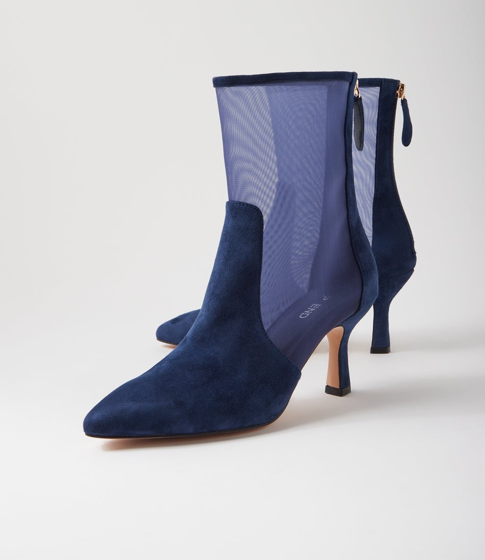 Lenka Navy Suede Mesh Ankle Boots