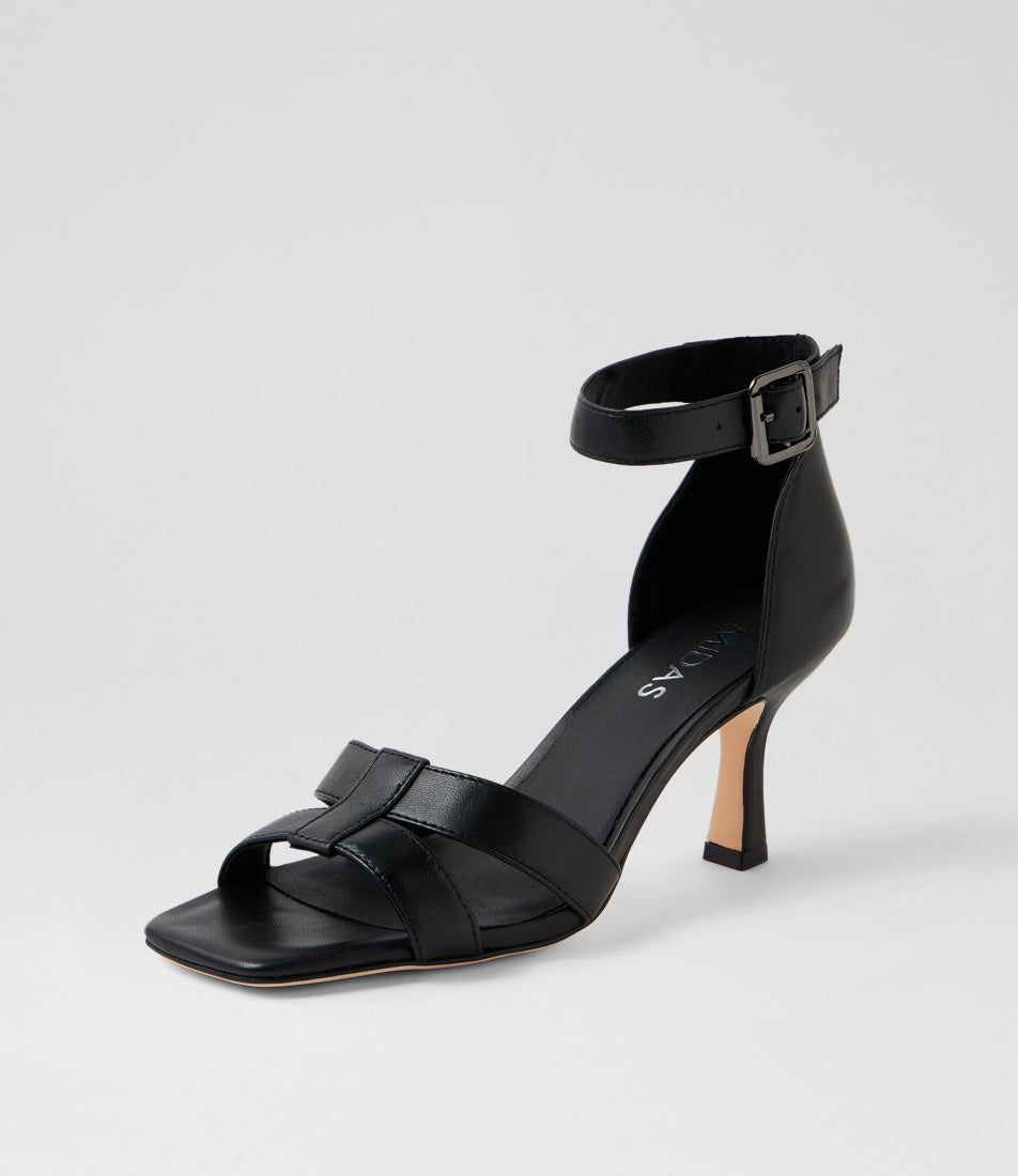 Lunar Black Leather Sandals
