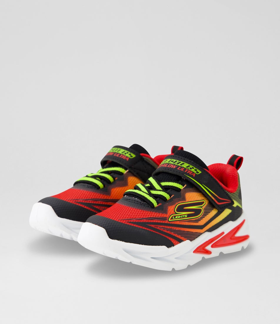 Flex Glow Toddler Black Red Fabric Sneakers