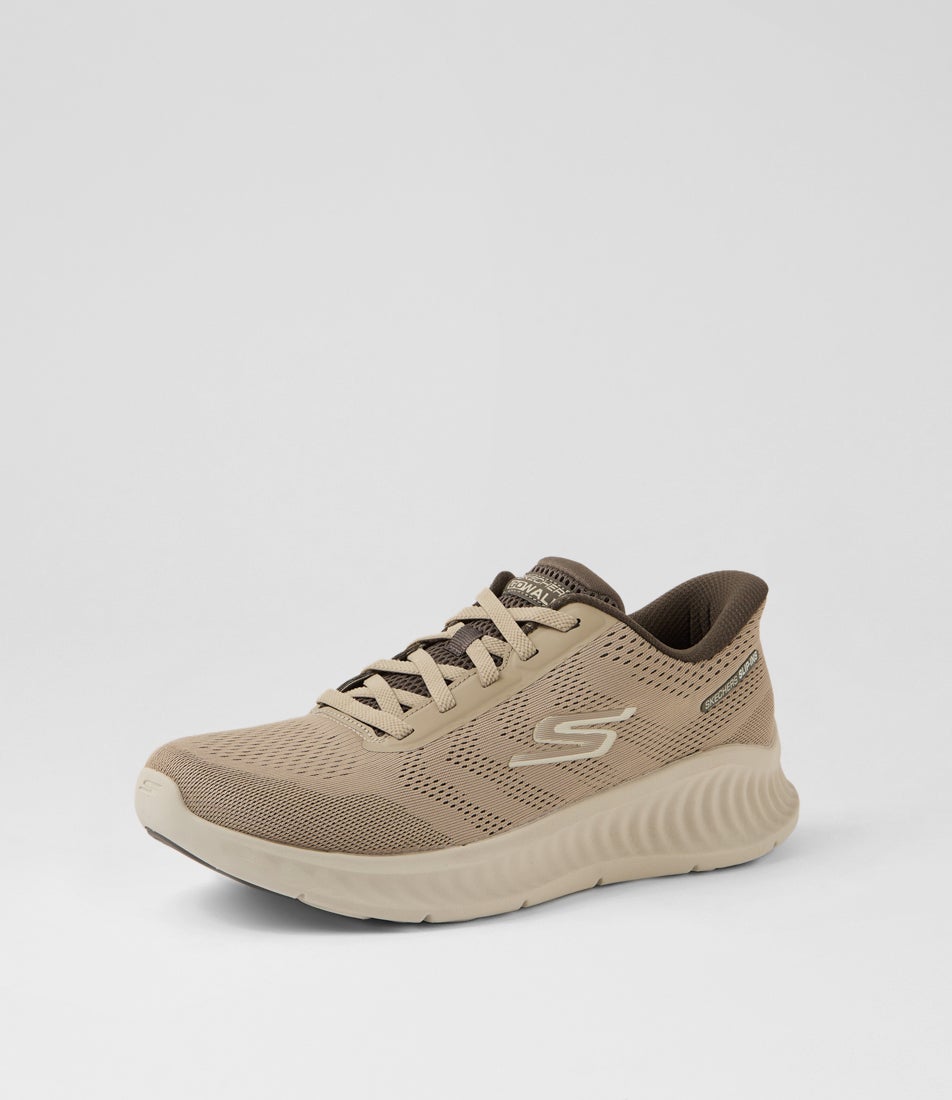 Go Walk Now Lace Khaki Knit Sneakers