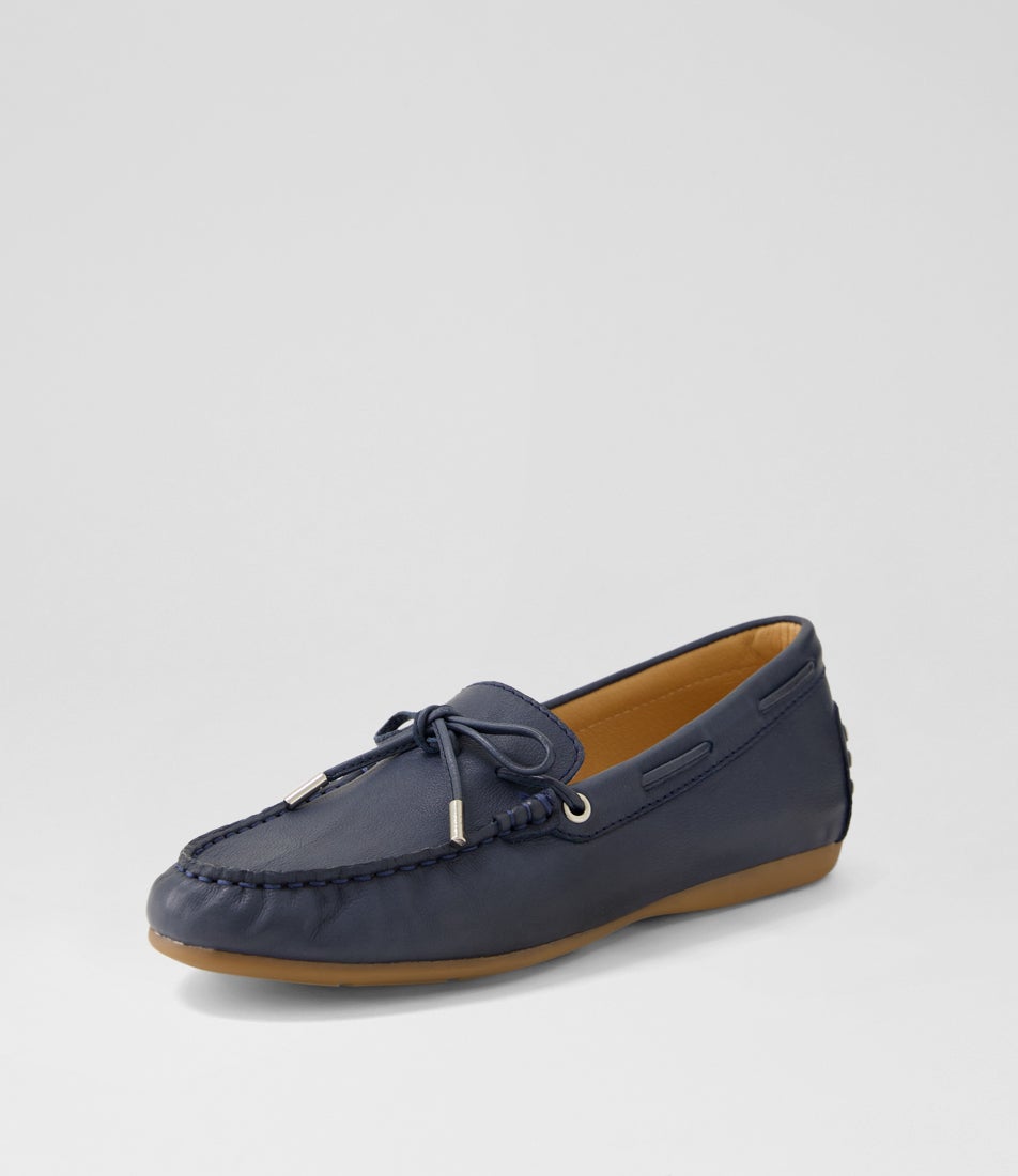 Eliney Navy Leather Loafers
