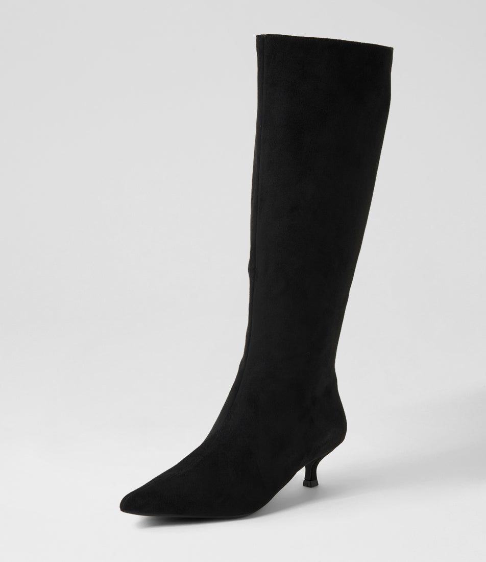 Lucila Ii Black Microsuede Knee High Boots